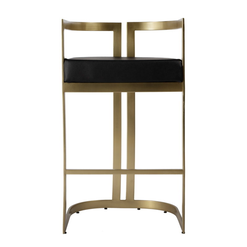 Butler Bravo Faux Leather Counter Stool, Bar Stool (28.5” Seat Height), Gold, Black