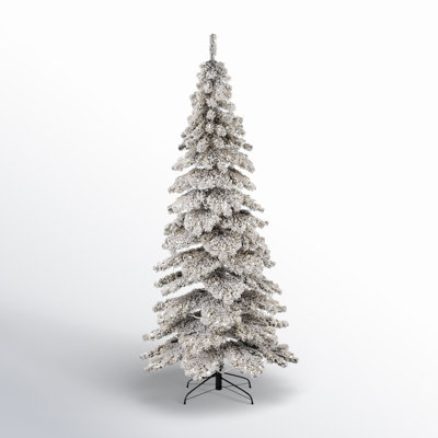 Hersi Slender Flocked/Frosted Spruce Christmas Tree with LED Lights