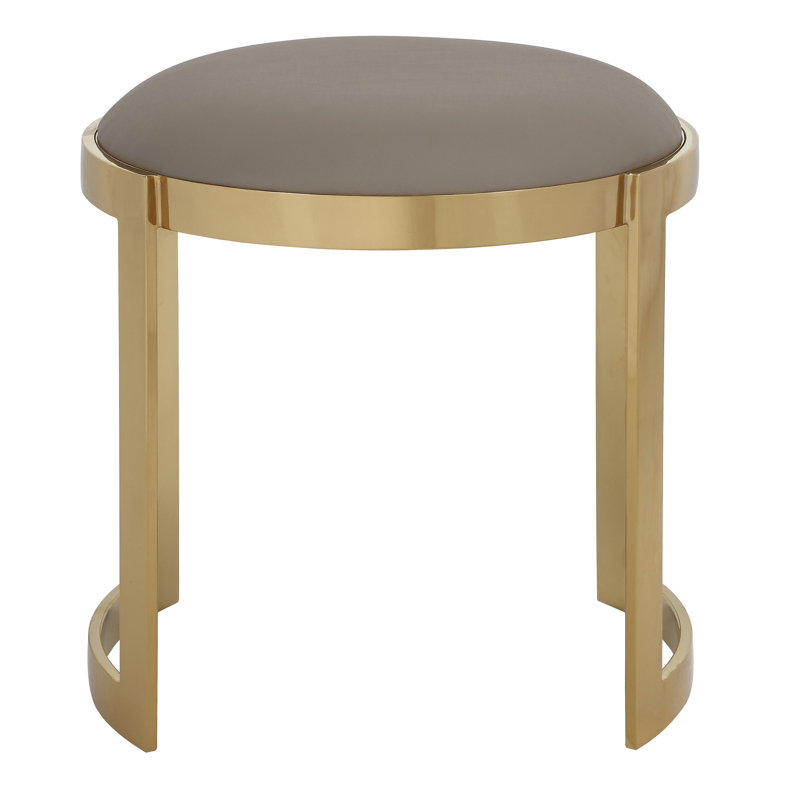 Nouri Metal Vanity Stool, Gold, Sand Faux Leather