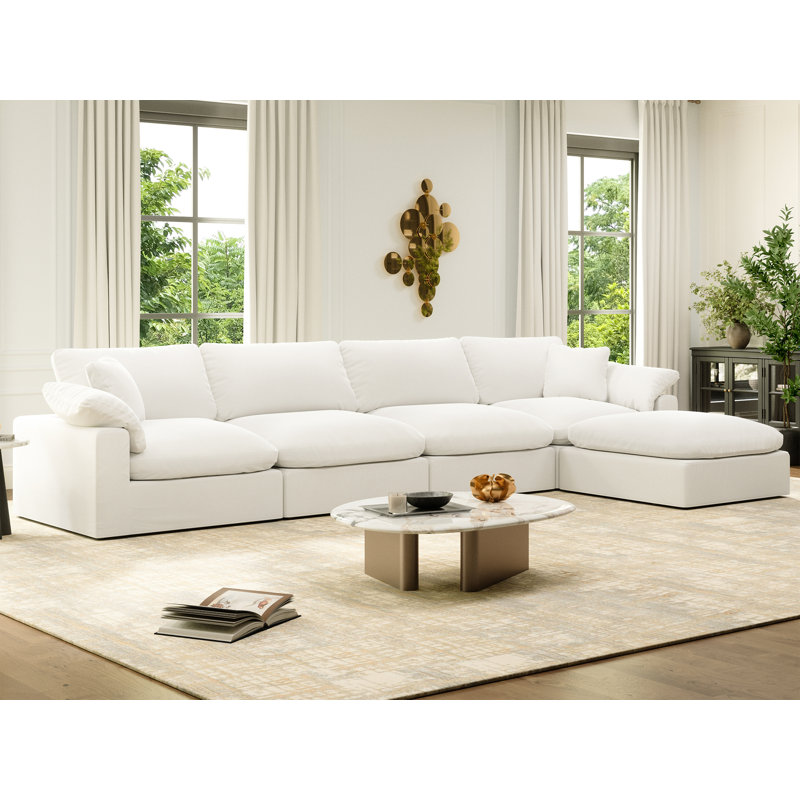Canapé-lit modulaire Rawls, H 25,2 po x l 143 po x P 71,5 po, Blanc, 5