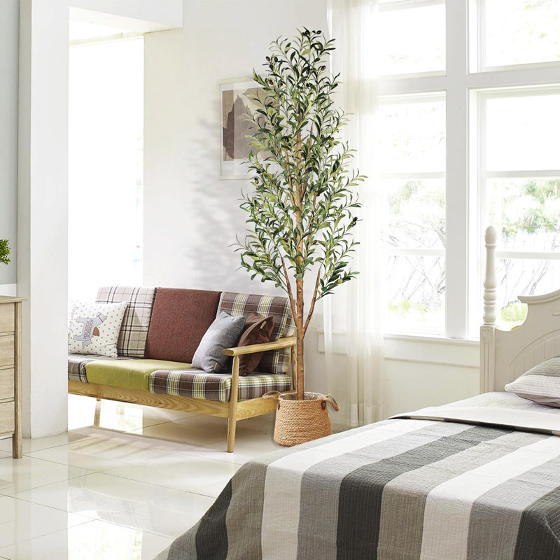 6ft Artificial Olive Tree with Black Planter