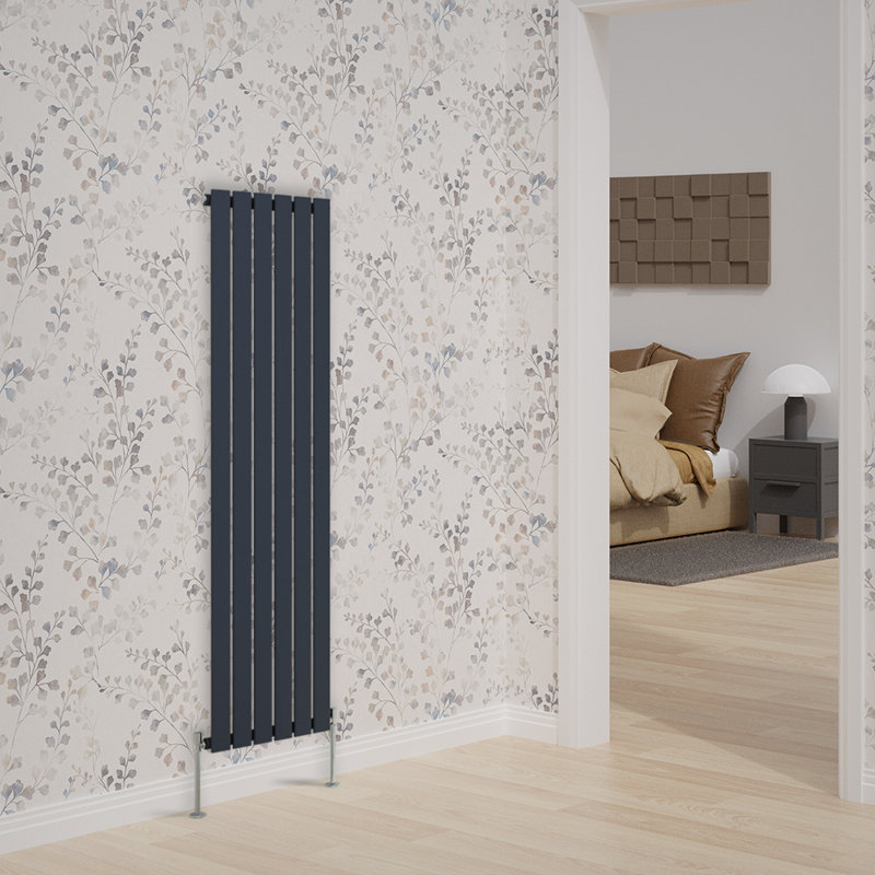 Briscoe Vertical Single Flat Panel Radiator, Anthracite, 160cm H x 40.8cm W x 5.2cm D