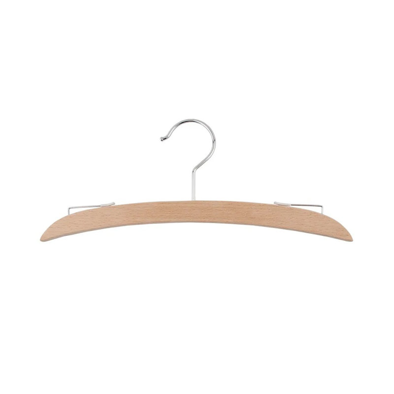 Cintre intime en bois avec quincaillerie chromée en hêtre brut, 14 po, Naturel