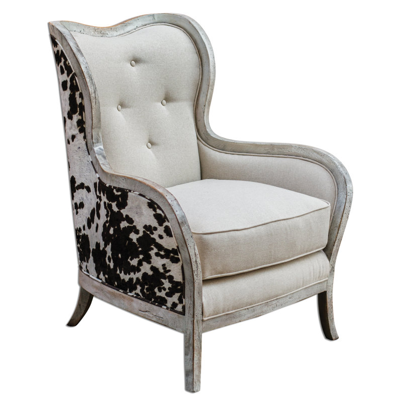 Fauteuil à oreilles capitonné de 33 po de largeur Mireya