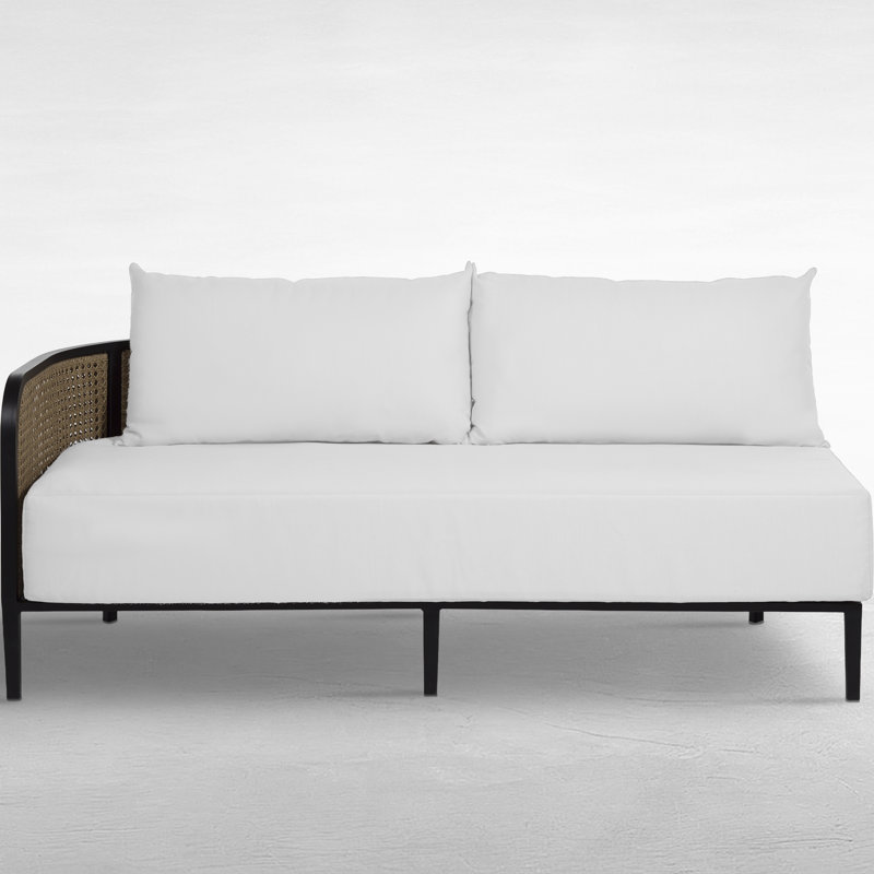 Canapé modulaire d'extérieur Havana Cane N-Dura, Welt/Dream fill, Perigold ‑ répétition de lin, Chalk/Natural Cane