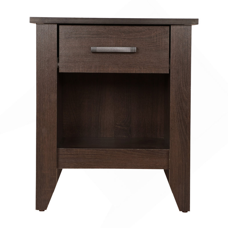 Table de chevet élégante au fini wengé, Marron foncé