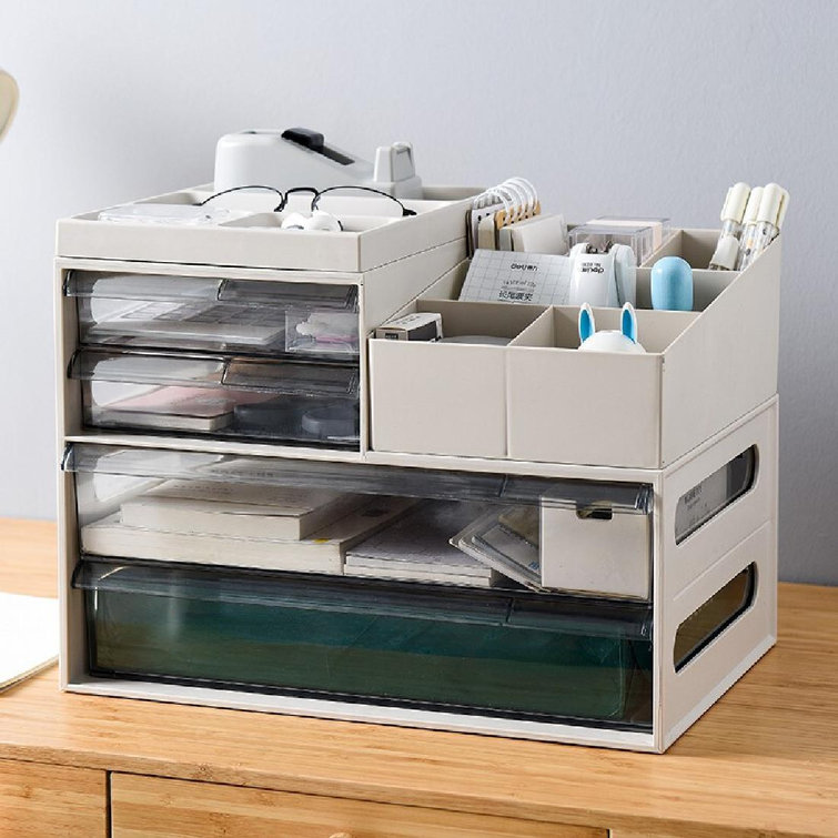 Inbox Zero Jayd Plastic Stackable Desk Organizer with Drawers