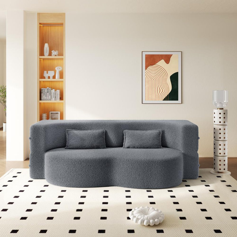 Sleeper Sofa with 2 Pillows (Dark Gray)