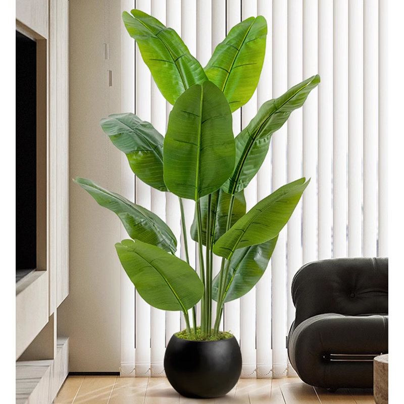 Simulation de banane grande plante verte, Noir, noir, noir, noir, H 62,99 po x l 35,43 po x P 35,43 po