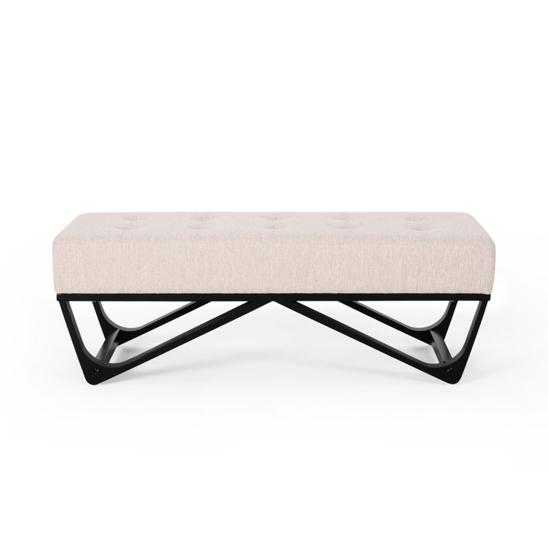 Rectangular Featuring Button Tufting And Faux Wood Legs Contemporary Style Button- With Top Frame