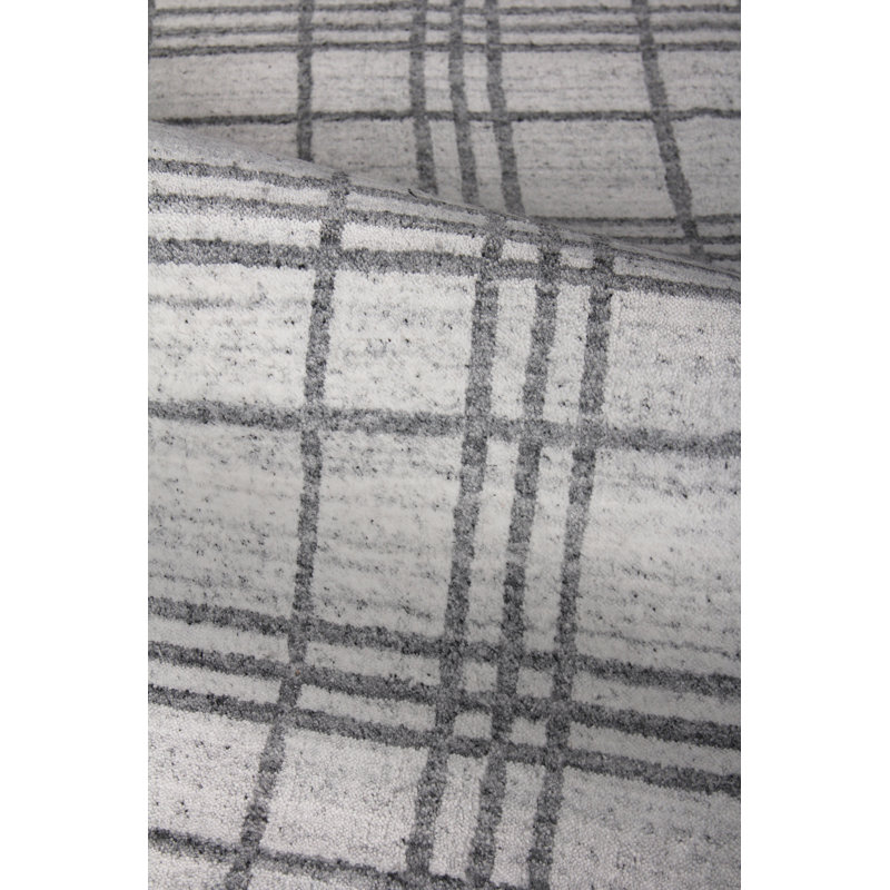 Fairbanks Plaid Area Rug in White, Rectangle 12' x 15'