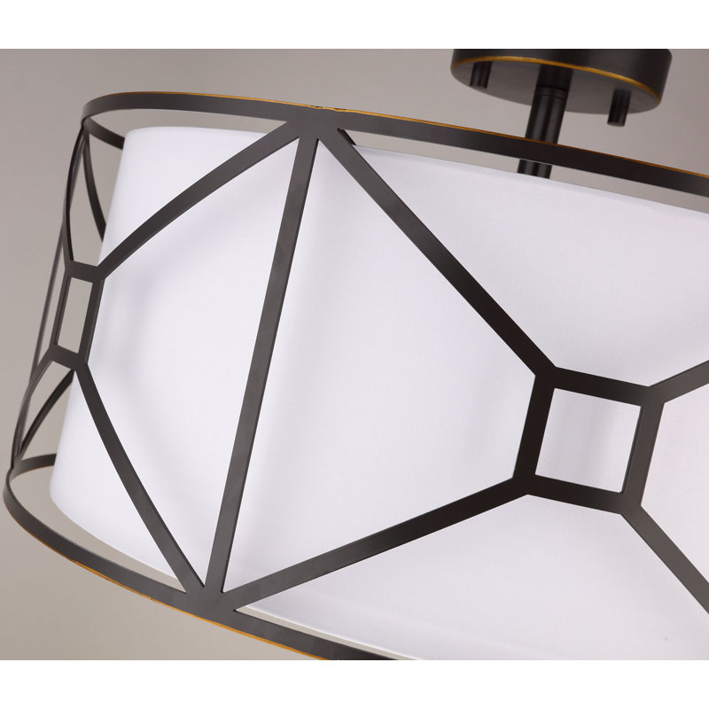 Semi Flush Mount, 8.5" H x 17" W x 17" D, Satin Nickel