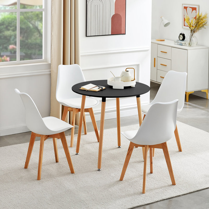 4 - Person Dining Set, Black, White