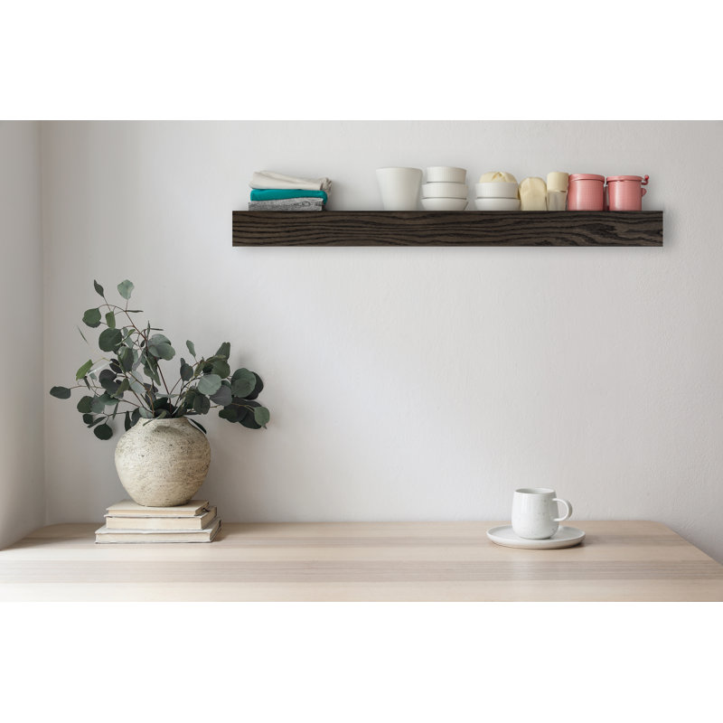 Tablette en bois de chêne Seyon, Ébène, H 3 po x l 16 po x P 6 po