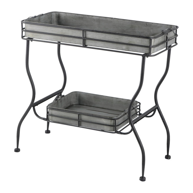 32X15x31" Maggie Galvanized Tray Table Accent Table