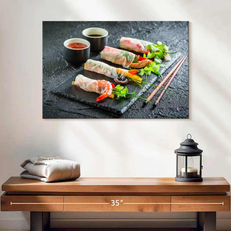 Rouleaux de printemps aux fruits de mer, H 16 po x l 24 po