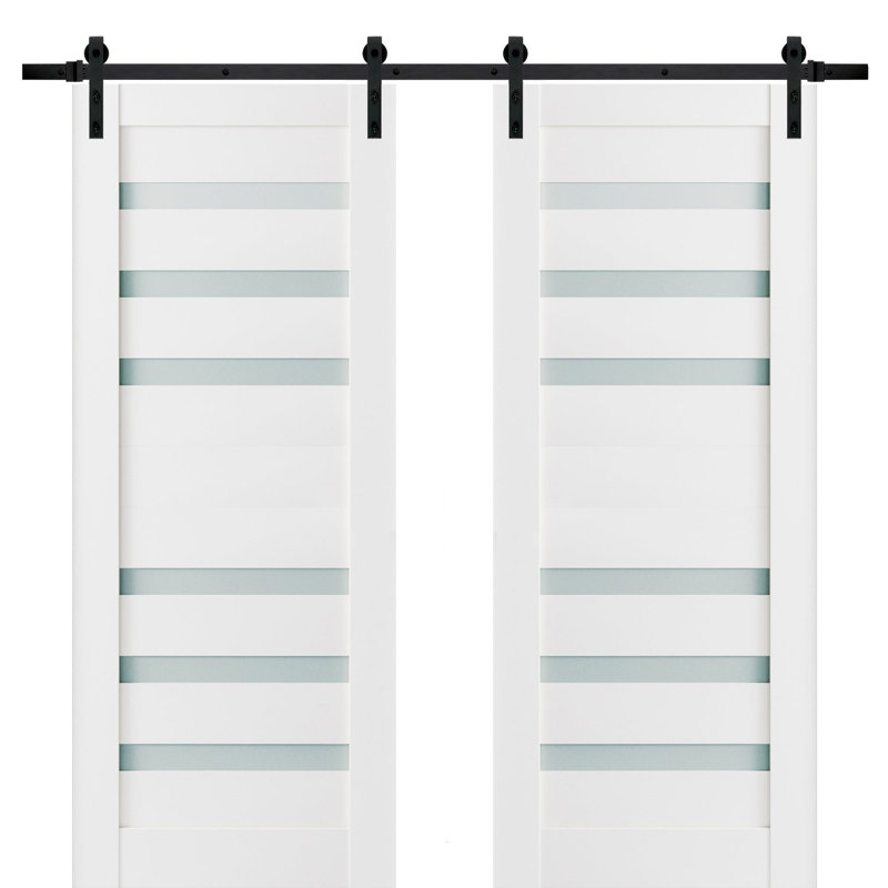 Porte de grange en bois givré Quadro, 36 po x 96 po