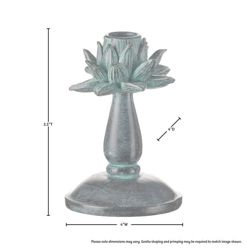 Bougeoir de table en résine, Verdigras, H 5,63 po x l 3,86 po x P 3,86 po