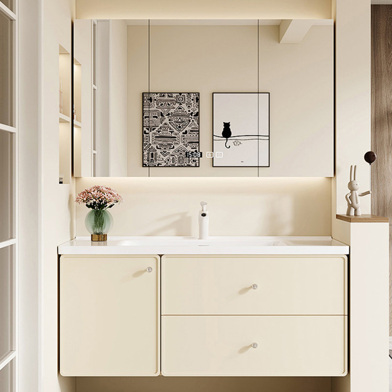 Armoire de salle de bain style français, H 19,7 po x l 51,2 po x P 19,7 po, Crème