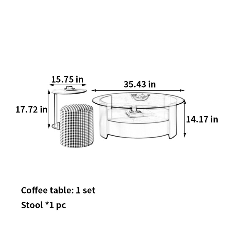 Modern Multi-function Round Coffee Table Set