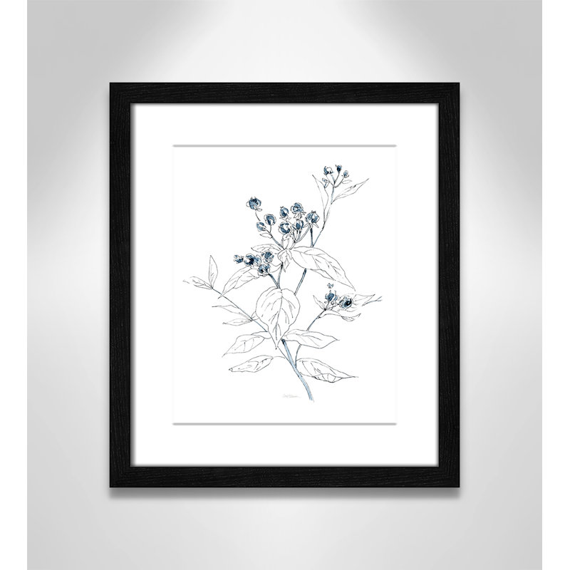 «Indigo S croquis I» par Carol Robinson - reproduction de cadre photo unique, H 15 po x l 13 po x P 0,75 po, Cadre noir