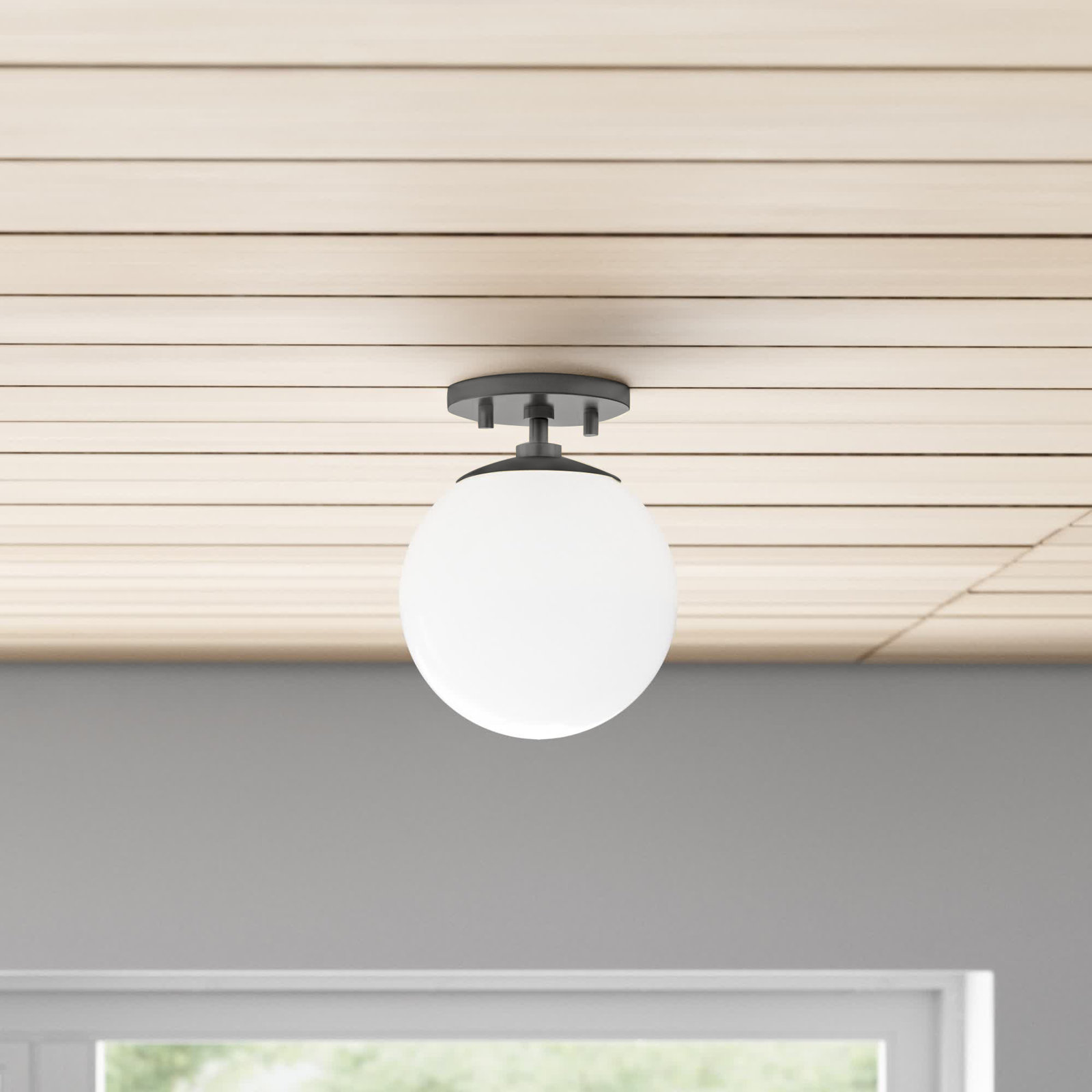 Luna Single Light Glass Semi Flush Mount, Old Bronze