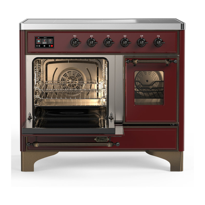 Majestic III Series 40 Inch Induction Range with 6 Induction Elements in Stainless Steel (Brass Trim), Burgundy, Burnished