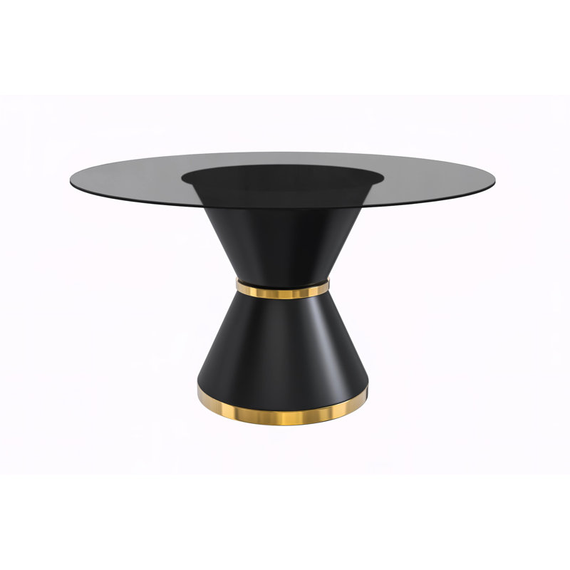 Round Glass Top Metal Base Dining Table