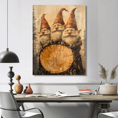Gnomes Portrait Family In A Forest III - Gnome Metal Wall Art For Living Room