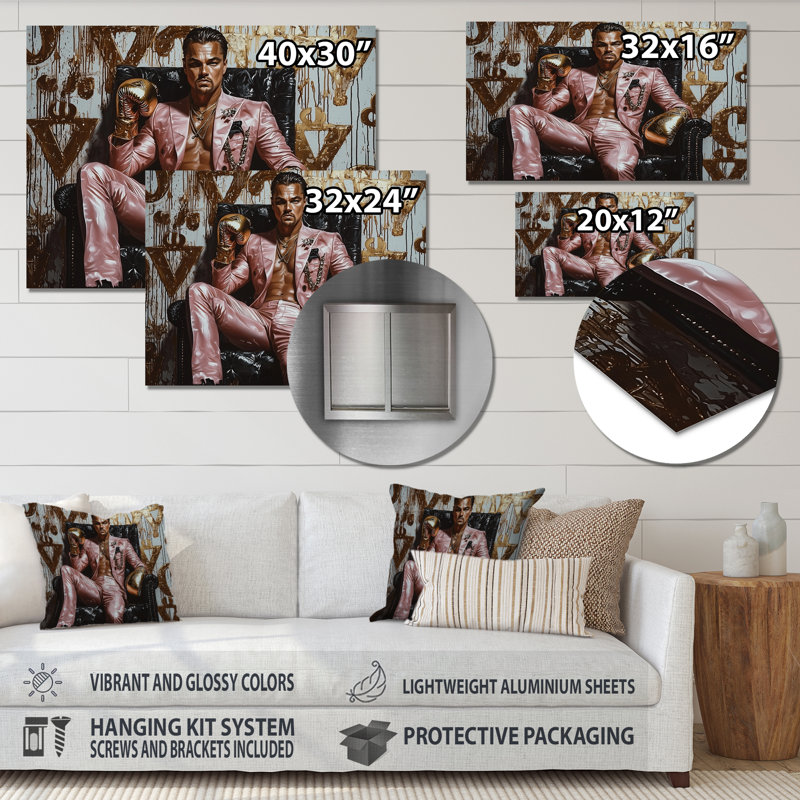 Colette - Homme, art mural, salon, Sans cadre, métal, H 24 po x l 32 po