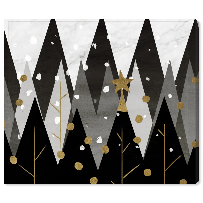 Fêtes et monochrome de Noël en vacances-impression d’art graphique sur toile tendue, H 30 po x l 36 po x P 0,8 po