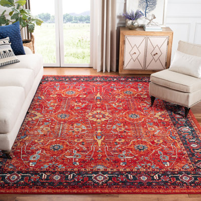 Oriental Orange/Navy Area Rug