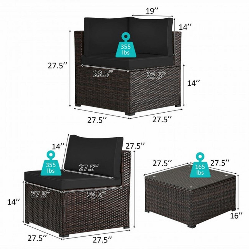 Morriston 5 - Person Patio Conversation Set with Cushions, Black