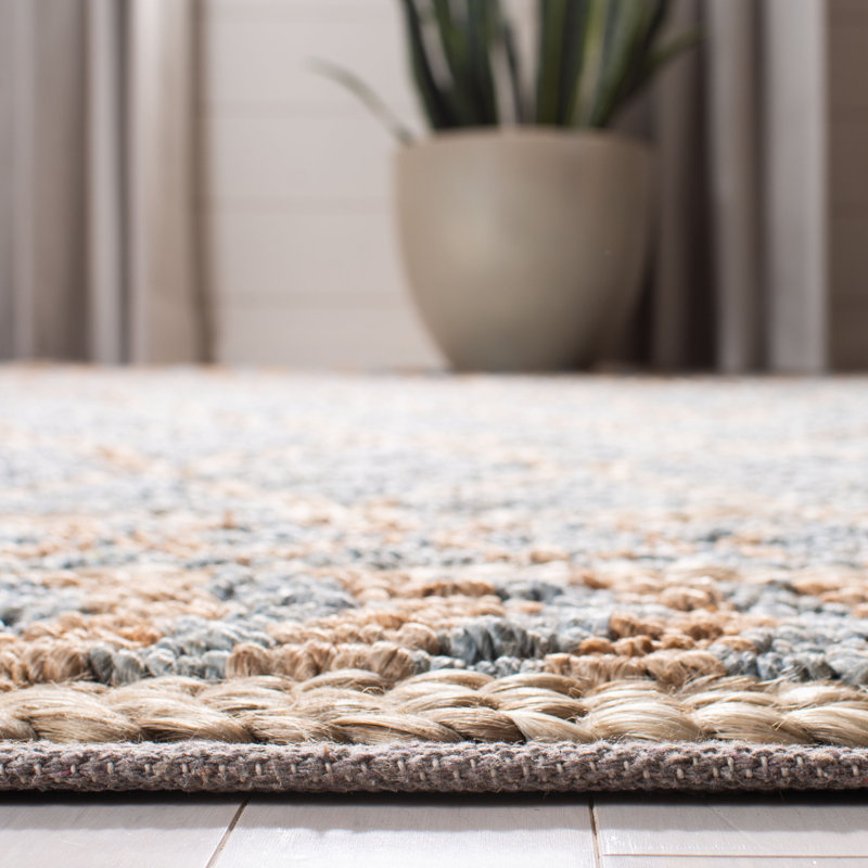 Tapis naturel / bleu tissé à la main Phippsburg, Rectangle 6 pi x 9 pi