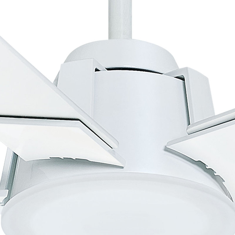56" Zudio 5 - Blade LED Standard Ceiling Fan with Wall Control and Light Kit Included, Snow White