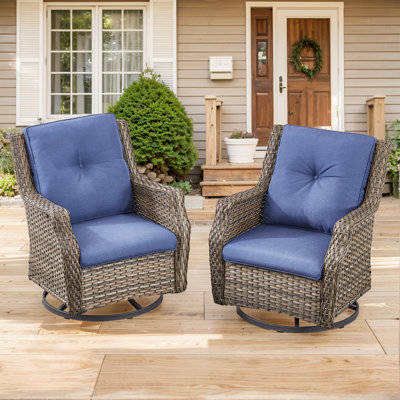 Ensemble de 2 chaises de patio pivotantes avec coussins (ensemble de 2)