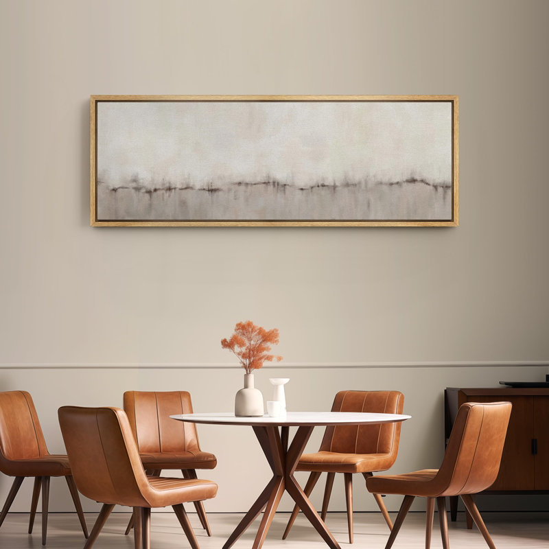 «Minimal Landscape Minimalist Abstract Design in Soft Neutrals», art extra large, art mural, H 20 po x l 60 po, Naturel
