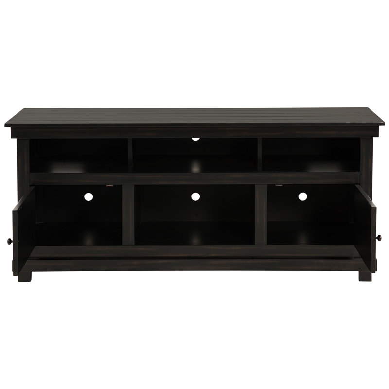 Meuble télé pour téléviseur à écran plat de 65 po avec deux tablettes ouvertes et six compartiments de style moderne en bois rugueux 60 69 Tvs
