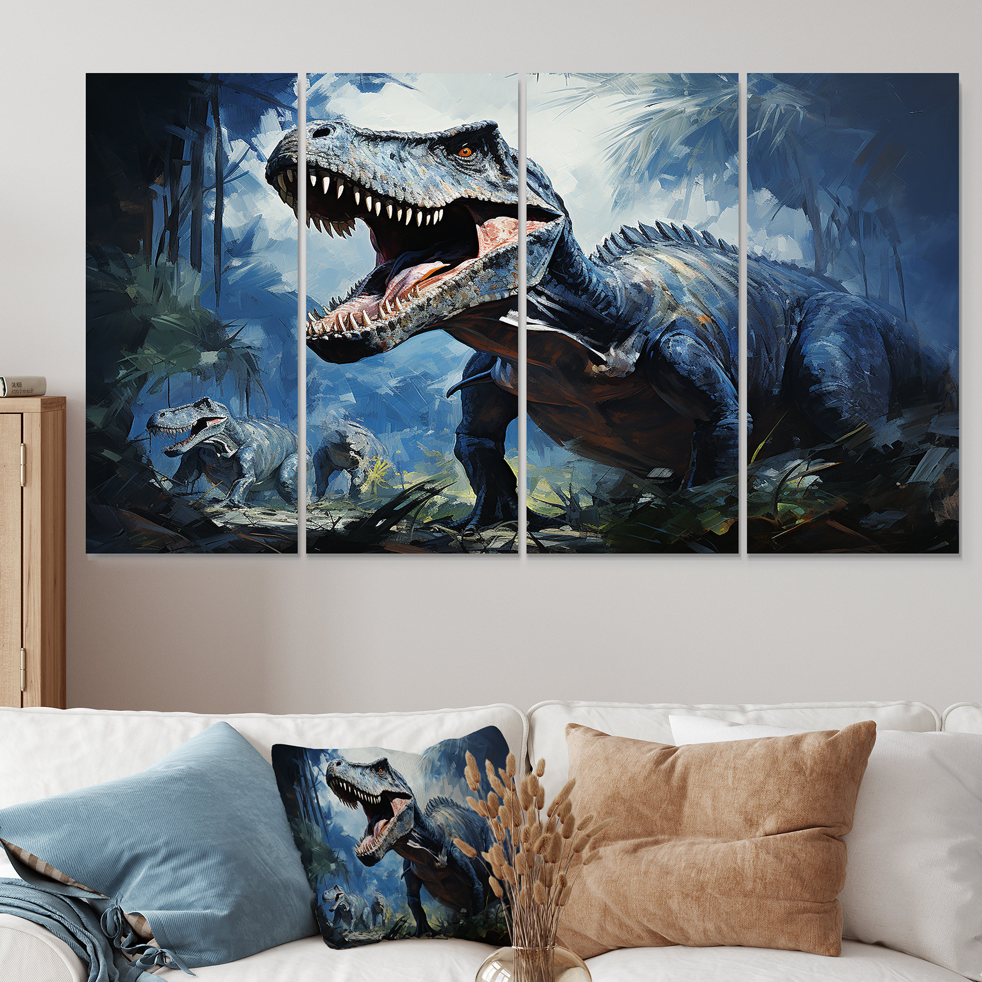 Trinx Ancient Dinosaur Blue And Grey I - Dinosaur 4 Piece Wall Art ...