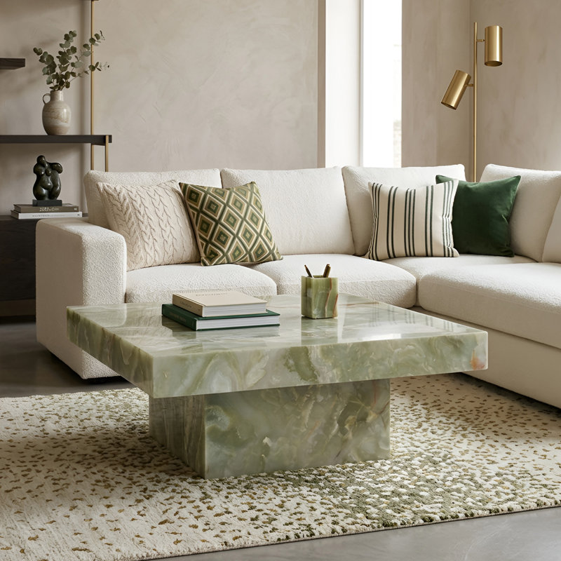 Table basse moderne avec un design texturé élégant, Vert