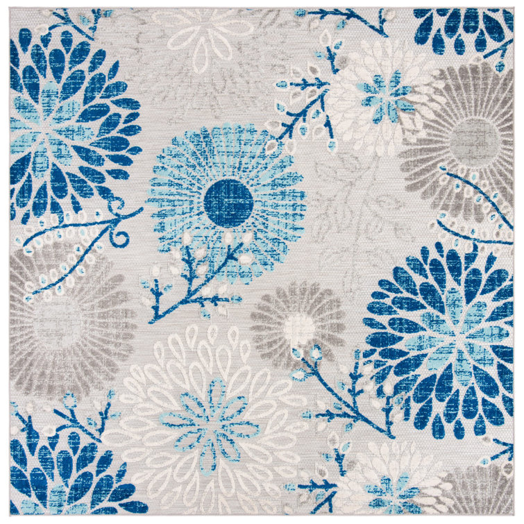 Kellems Indoor/Outdoor Grey/Royal Blue Rug