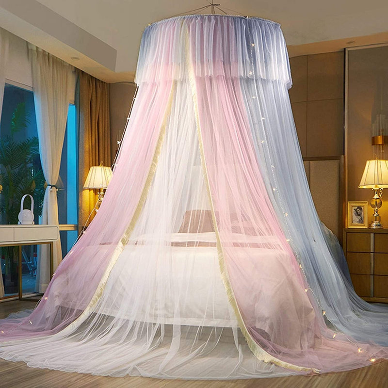 Bed Canopy,  Pink/Gray/White