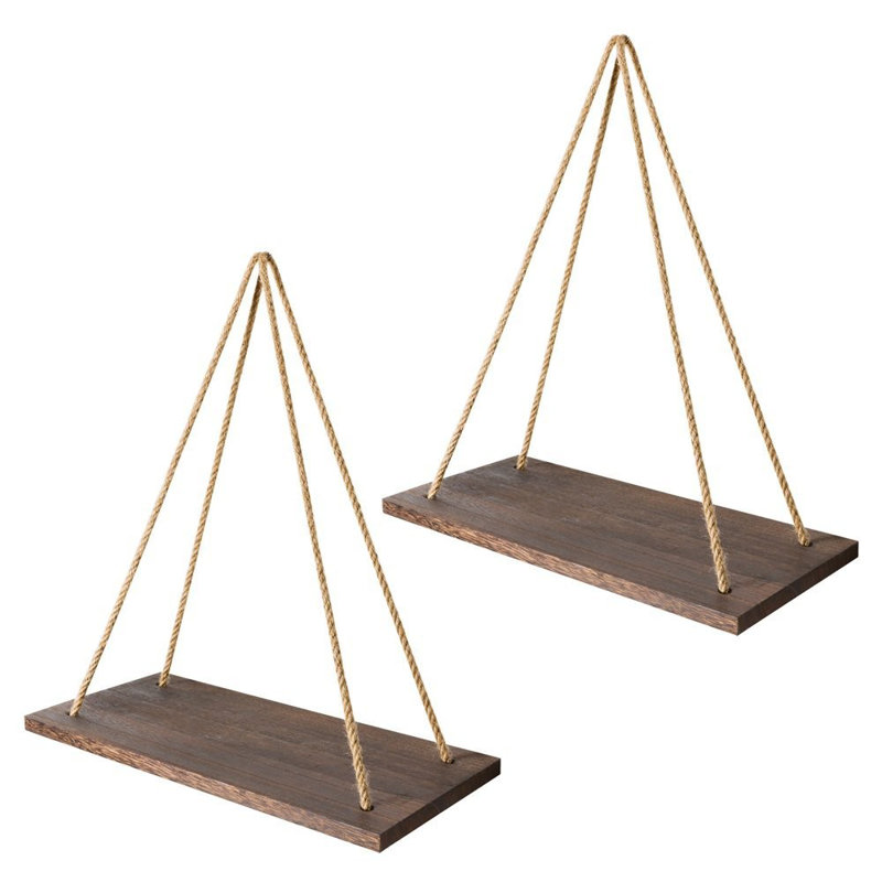 2 Piece Triangle Solid Wood, Brown