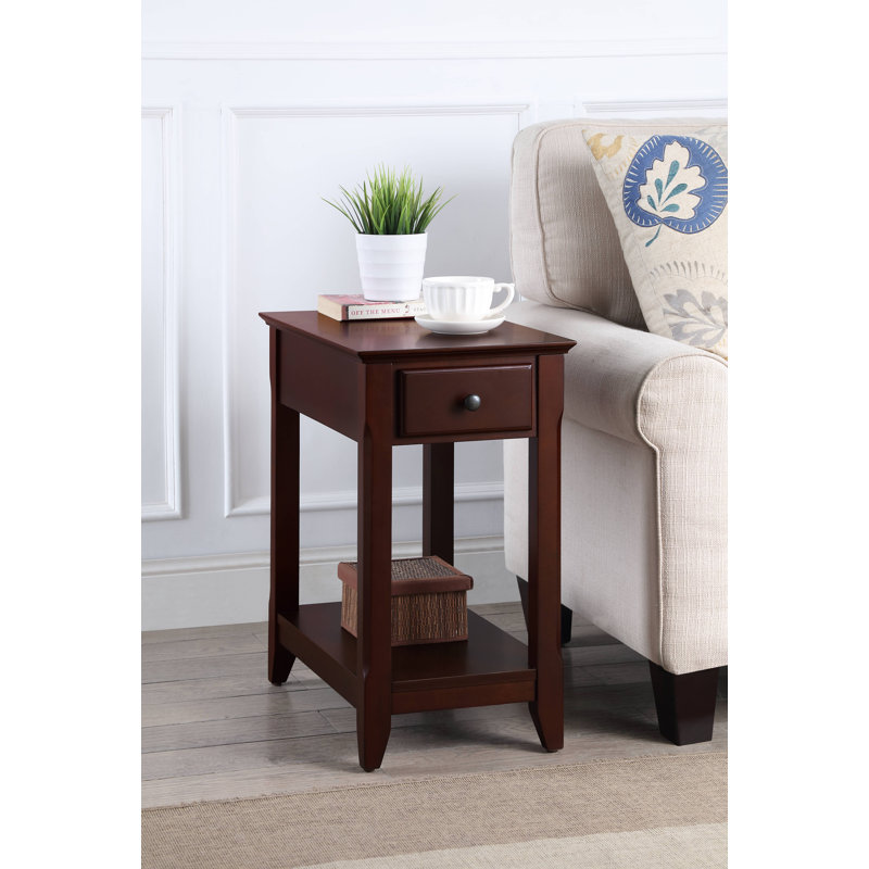 Bhairavi Transitional Wooden Rectangular End Table with Storage, 23" H x 13" W x 22" D, Espresso