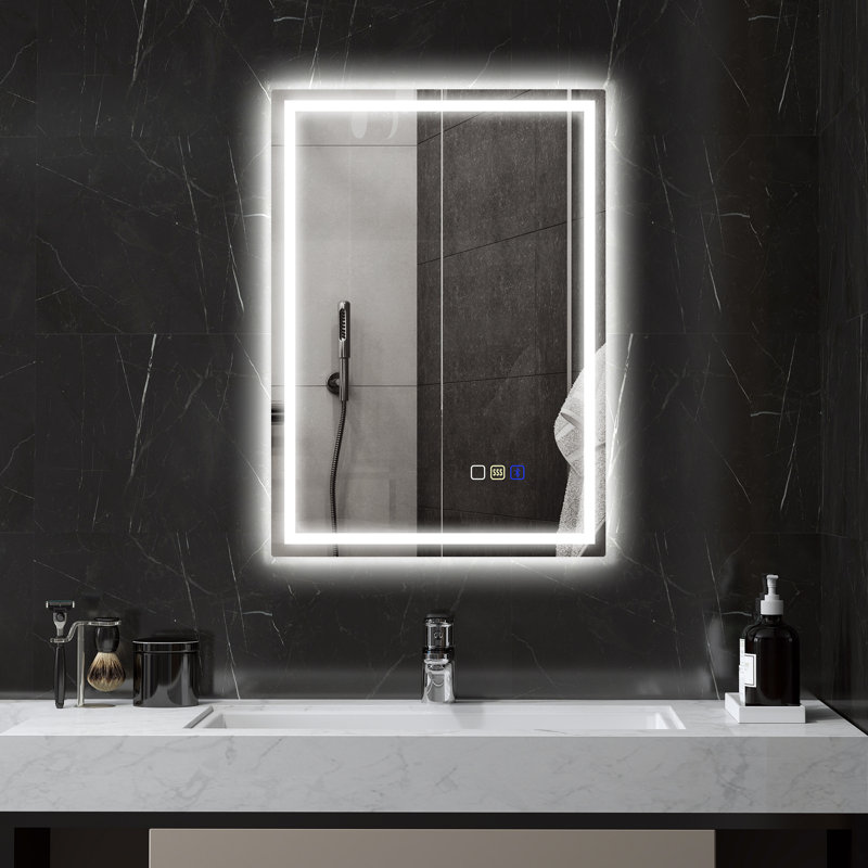 HOMCOM Bluetooth LED Bathroom Mirror, Vertical, 50 cm H x 70 cm W