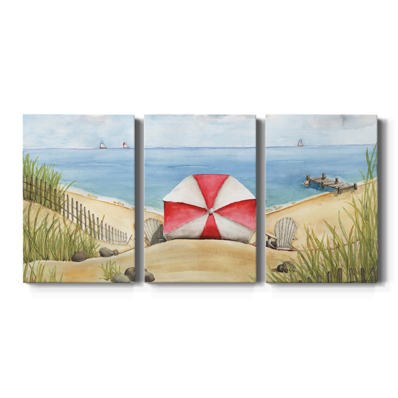 Beach Bliss - toile tendue avec châssis de qualité supérieure - prête à être accrochée, H 60 po x l 120 po x P 1 po