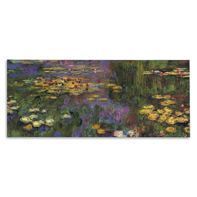 «Vibrant Traditional Peinture Water Lilies» par Claude Monet, reproduction d'art graphique, H 13 po x l 30 po