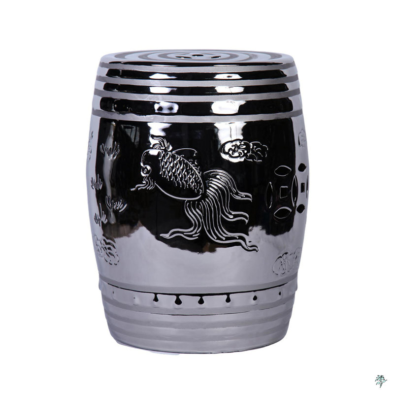 End Table With Etched Asian Design