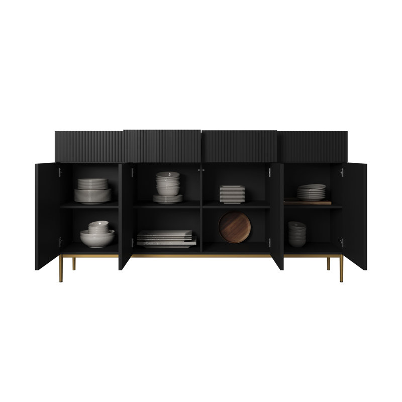 Albhie 200cm Sideboard, Black/Gold