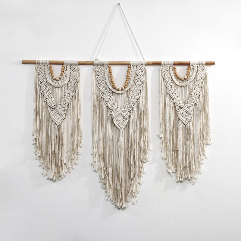 Macrame Boho-style Fabric Hand Woven Cotton Wall Hanging 43"Wx32"L